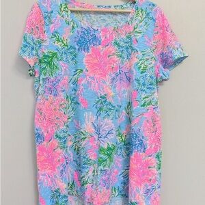 Lilly Pulitzer Etta Scoop Neck Top In Cay To My Heart XL